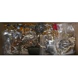 Good job lot of costume jewellery & including silver & 9ct bangle with gold core: Lots of chains,