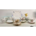 A collection of Shelley trios & bread & butter plates: Various patterns including Wileman Lily