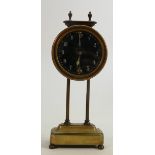 Watson Clock Company Kee-less gravity clock in brass with visible escapement: The movement falling