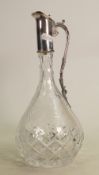 Silver mounted crystal wine decanter / claret jug: Birmingham 1989, height 29cm.