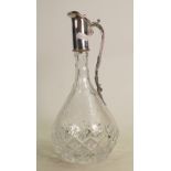 Silver mounted crystal wine decanter / claret jug: Birmingham 1989, height 29cm.