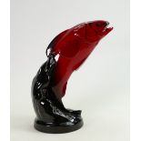 Royal Doulton Flambe model of a leaping salmon: Height 30cm.