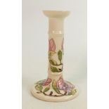 Moorcroft candlestick Magnolia pattern: Measures 21cm x 12cm. With box. No damage or restoration.