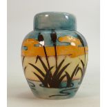 Moorcroft Reeds at Sunset ginger jar: Height 15.5cm.