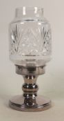 Silver filled night light burner with cut glass shade: Height 22.5cm.