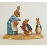 Beswick Beatrix Potter tableau figure Mrs Rabbit and the four bunnies: Colourway trial piece painted