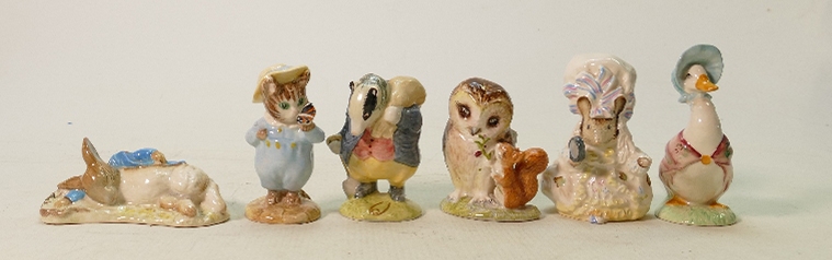 Royal Albert Beatrix Potter Figures: Peter in the Gooseberry Net, Lady Mouse, Jemima Puddleduck,