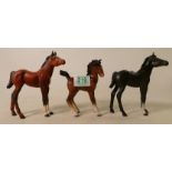 Beswick black beauty foals: one black and one matt brown together with Comical type foal 728 (3)