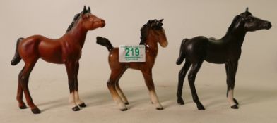 Beswick black beauty foals: one black and one matt brown together with Comical type foal 728 (3)