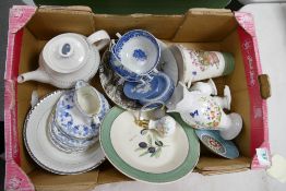 A mixed collection of items to include: Wedgwood , Sarahs Garden , Royal Doulton and similar items