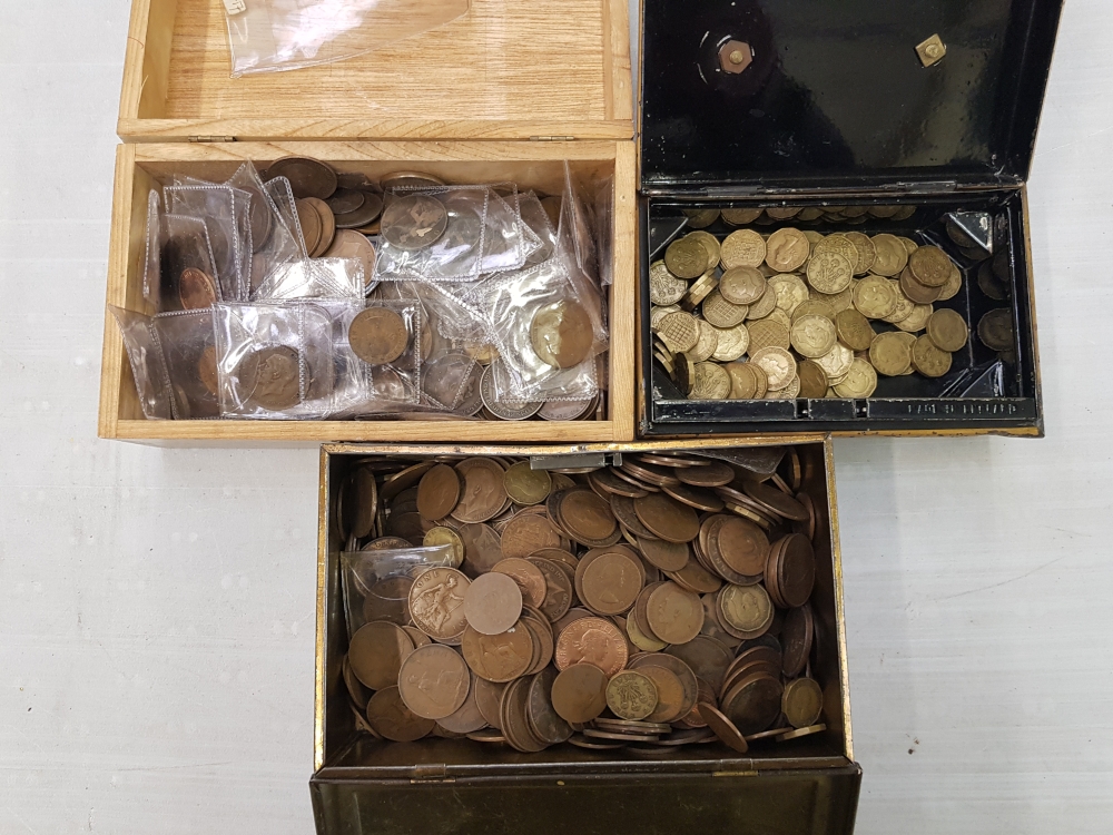 An extensive collection of UK pre decimal coinage: pennies, half pennies, three pence pieces etc (