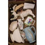 Mixed collection of ceramic items: Wedgwood Peter Rabbit money box, Royal Doulton golf tankard,