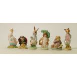 Royal Albert Beatrix Potter Figures: Jeremy Fisher, Benjamin Bunny, Foxy Whiskered Gentleman,