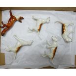 Beswick Group of Foxhounds & small standing fox(5)