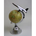 Metal Mounted Globe with Aeroplane.