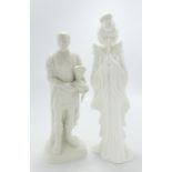 Cream Glazed Pottery figures of Geisha & Centurion(2):