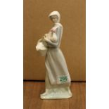 Lladro Lady Figure Holding a Cockerel :