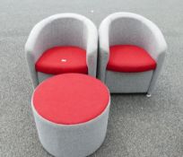 Office Upholstered Bucket Chairs: with matching poof(3)