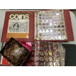 A collection of pre decimal coins: together with 2 coin albums containing coins, tokens and