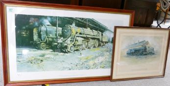 Two David Shepherd framed prints: Nine Elms, The Last hours and Black Prince and the green knight on