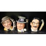 Royal Doulton large character jugs: W C Fields, Jimmy Durante together with Groucho (3)(all 2nds).