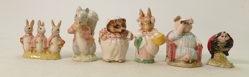 Royal Albert Beatrix Potter Figures: Mrs Rabbit, Mother Ladybird, Timmy Tiptoes, Flopsy Mopsey &