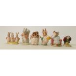 Royal Albert Beatrix Potter Figures: Mrs Rabbit, Mother Ladybird, Timmy Tiptoes, Flopsy Mopsey &