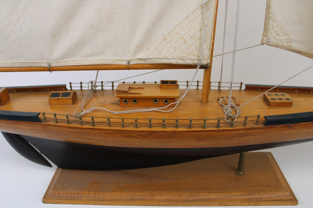 Vintage model wooden sailing boat/clipper on stand: overall height 106cm. - Image 2 of 2