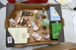 Beswick & Royal Albert Beatrix Pottery figures: Miss Tiggy Winkle washing, Hunca Munca, Peter
