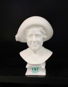 Royal Doulton Parian Bust The Queen Mother: boxed, height 15cm