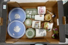 A mixed collection of items to include: Wedgwood Jasperware: Shelley Vase, Commemorative mugs etc