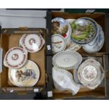 A mixed collection of items to include: Decorative Wall Plates, Wedgwood Queens Ware plate, Royal