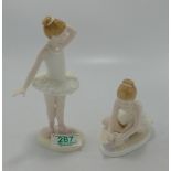 Royal Doulton Ballerina Figures: Little Ballerina HN3395 & Ballet Shoes HN3434(seconds)(2)