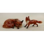 Beswick Curled Fox 1017 & Fox 1440(2)