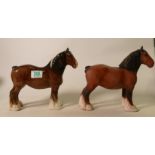 Two Beswick 818 shire horses: one gloss, one Brown (2)