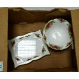 Royal Albert Old Country Rose Footed Bowl & Picture Frame(2):
