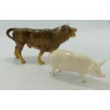Beswick Sow 1452A: together with pottery bull(2)
