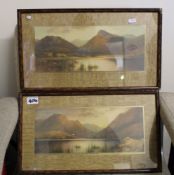 A pair of vintage framed prints: signed E. Lyurlings (?), Loch Maree and Loch Etive, 48cm x 27.