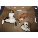 Beswick cat figures: Siamese, seated small ginger cat etc (3).