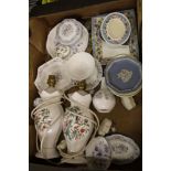 Wedgwood items: mixed patterns, Wild Strawberry, Sarah, Aynsley lamp bases etc.