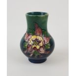 Moorcroft Columbine pattern vase: 10.5cm.