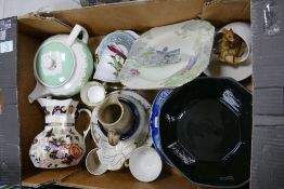 A mixed collection of items to include: Wedgwood Creamware Teapot, Florentine Dish, Shelley ,