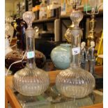 Pair Victorian Hand Blown Glass decanters: height 35cm(2)