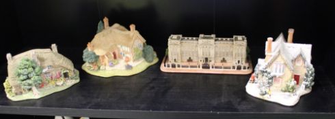 A collection of boxed Lilliput Lane items to include: Christmas Party, Gossip Gate, Old Mother