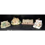 A collection of boxed Lilliput Lane items to include: Christmas Party, Gossip Gate, Old Mother