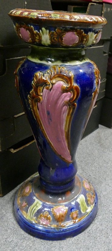 19th Century Majolica Jardiniere Base: