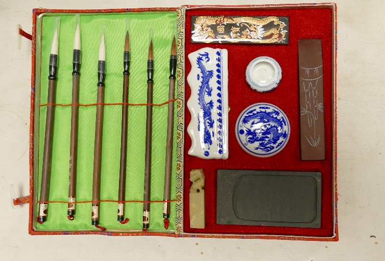 Cased Chinese Calligraphy Set: