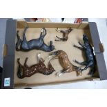 A collection of damaged beswick horses: to include stocky joggy mare ( 1 leg A/F), Black Beauty (