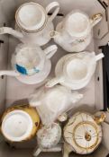 A collection of teapots: 4 x Paragon examples, small Minton Haddon Hall example, Aynsley Orchard