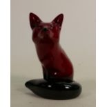 Royal Doulton Flambe Seated Fox: height 11cm (slight scratches to body)